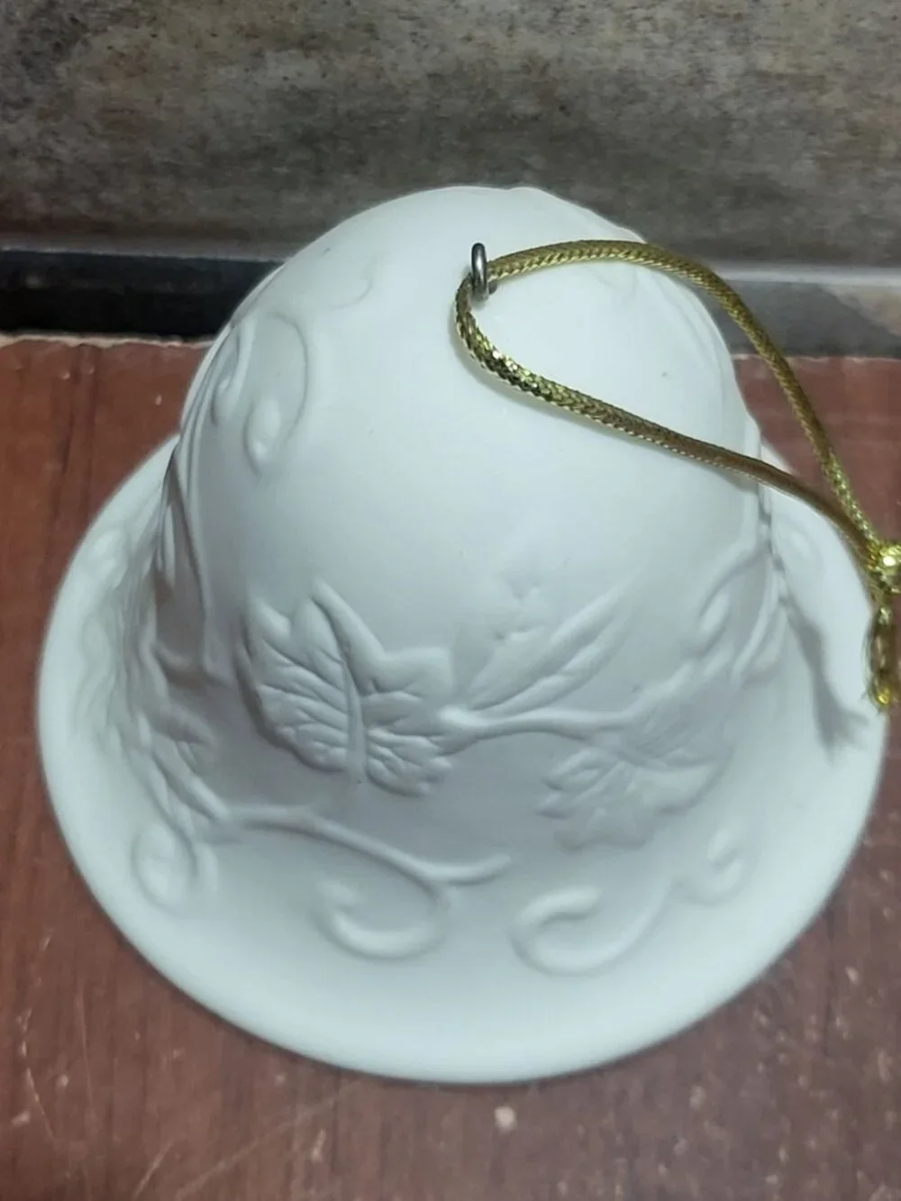 Vintage Matte White Porcelain Bell Ornament